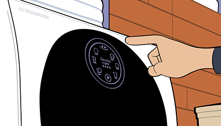 Illustration of LG SIGNATURE Washing Machine's dual control feature.