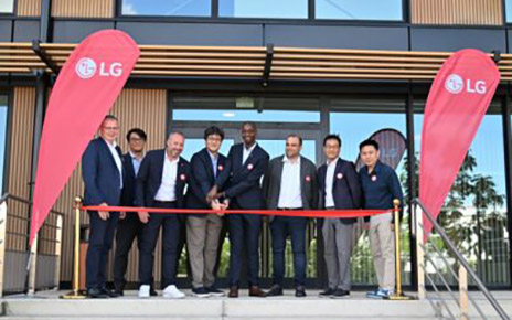 A photo of attendees participating in the opening ceremony of the LG HVAC Academy in Lyon, France