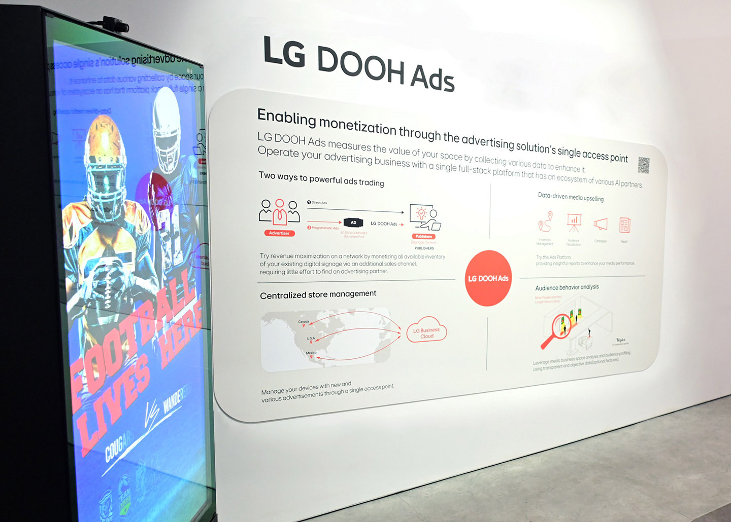 Side view of LG DOOH Ads display setup