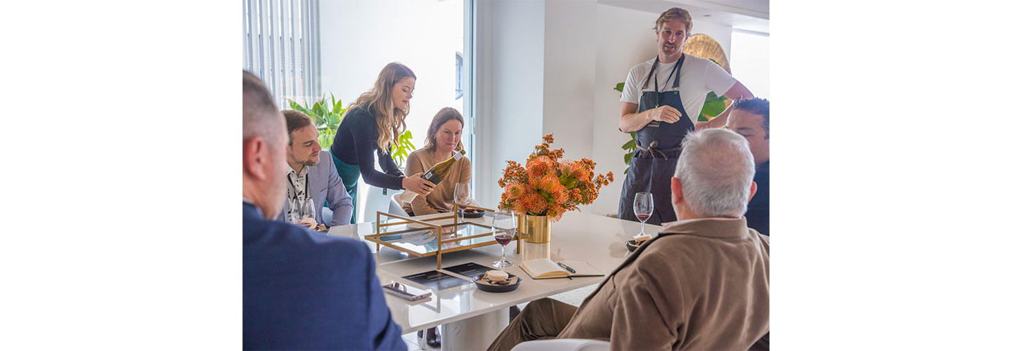 Chef Darren Robertson and Alex Anderson, Good Pair Days’ sommelier, meet guests at their table during LG’s Connecting Australia campaign