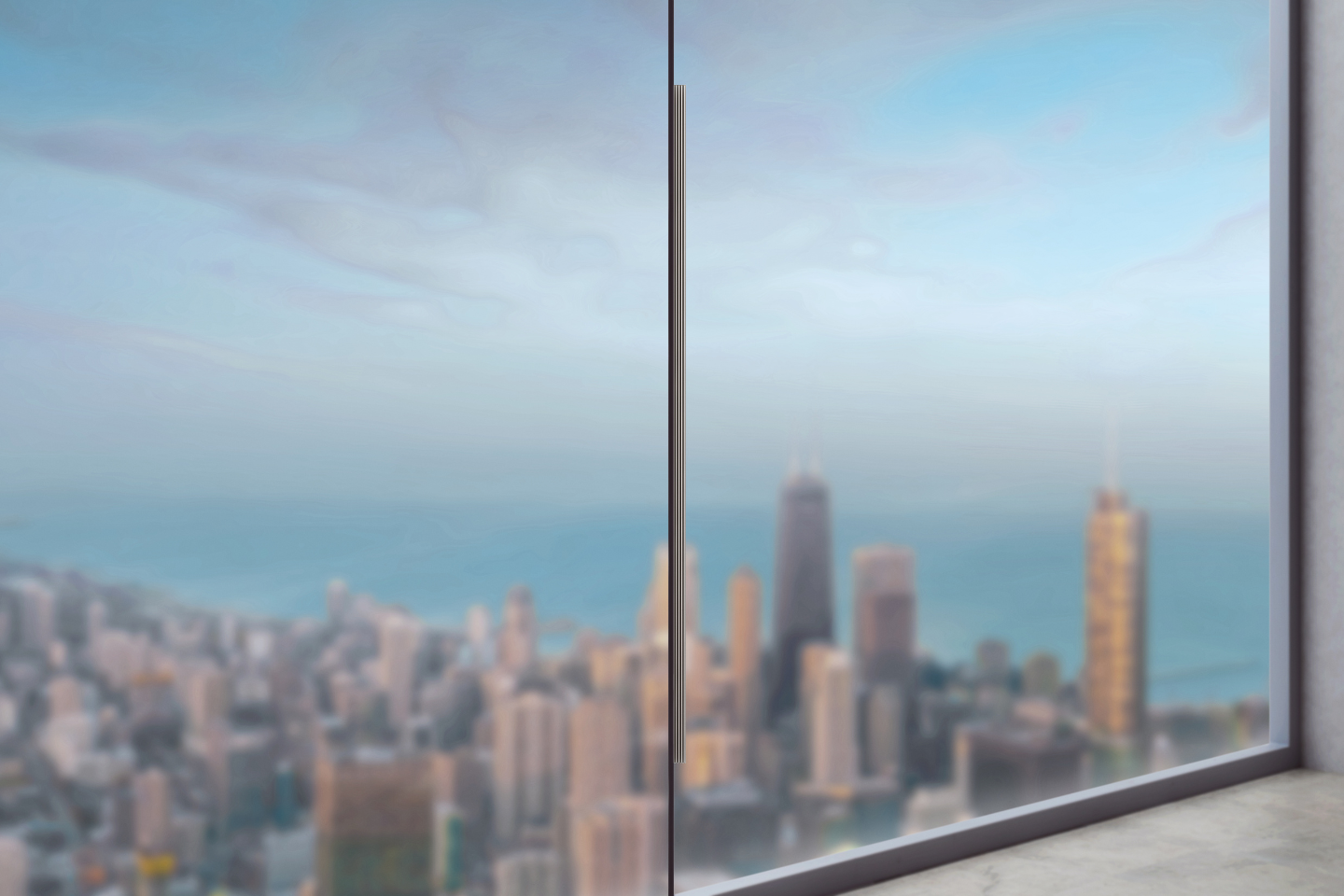 A side view of the LG OLED evo W6 Wallpaper TV in a living space is displaying a vibrant coastal village with a boat.
