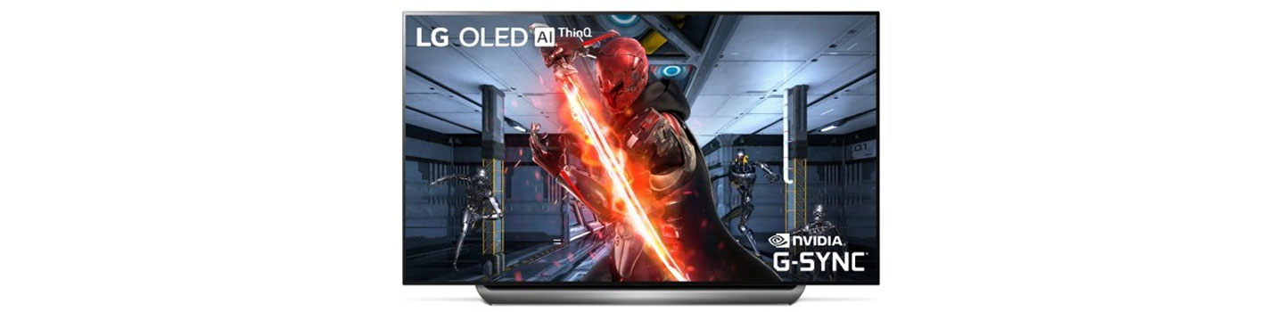 A front view of LG OLED TV with NVIDIA G-SYNC