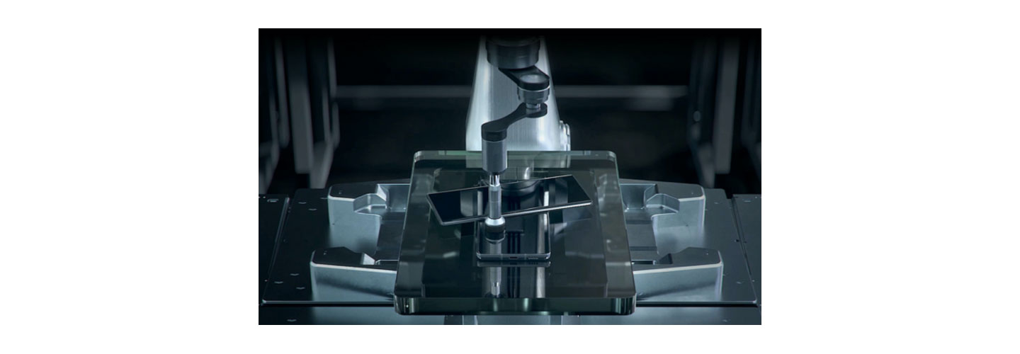 An image of LG WING going through intense internal testing, which involves a machine rotating its screen 200,000 times