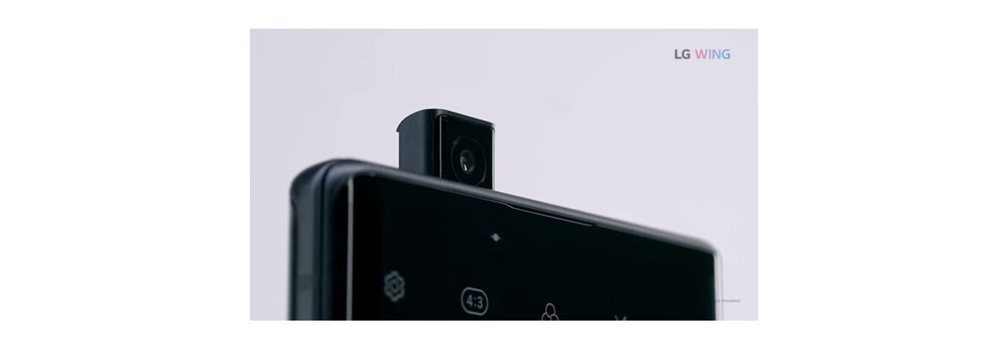 A look at the top of LG WING to show off its pop-up camera which is perfect for taking selfies or Dual Recording
