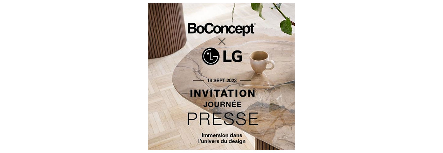 An illustration of the invitation for the BoConcept and LG showroom