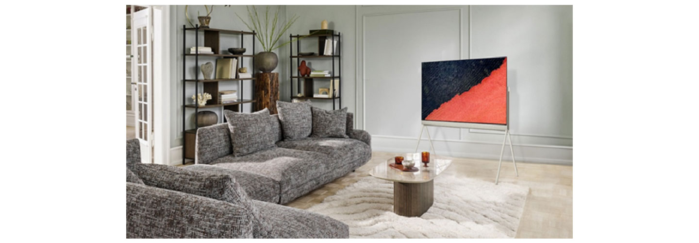 A photo of the LG Objet Collection Pose displayed in a living room-like setting