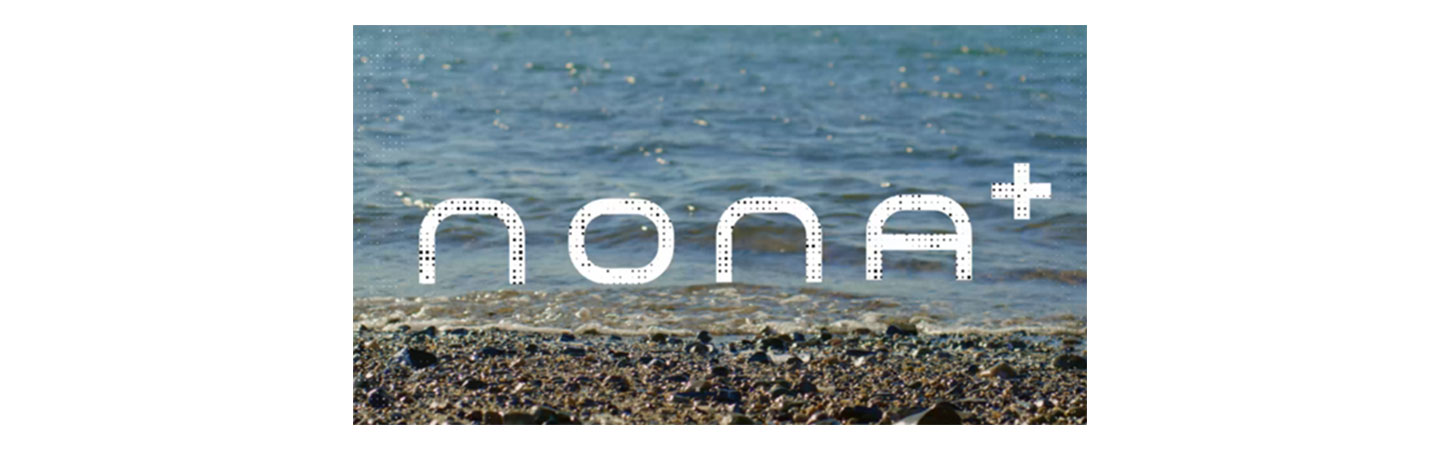 The logo of NONA Technologies against a coastal backdrop.l