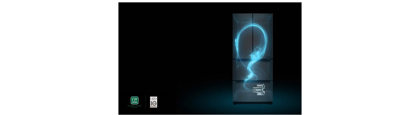 A concept image showing the LG kimchi refrigerator’s cooling circulating air around the whole appliance for fresher, longer-lasting food
