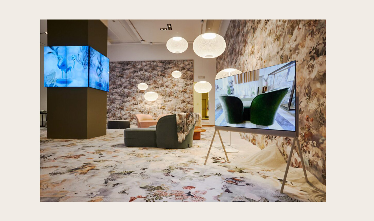 LG OLED Objet Collection, Posé (LX1), displayed at Salone dei Tessuti during Milan Design Week 2022