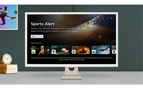 LG SMART Monitor displaying sports alert feature