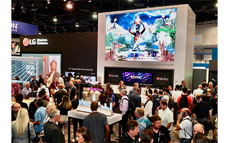 A diverse lineup of LG's LED signage products and autonomous robots showcased in Las Vagas at InfoComm 2022.