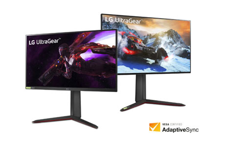 Image of two UltraGear monitors with VESA AdaptiveSync logo 
