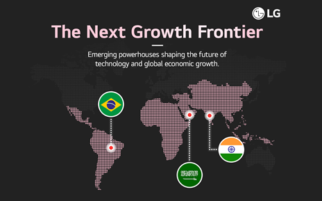 A world map emphasizes India, Saudi Arabia and Brazil under the title of "The Next Growth Frontier."