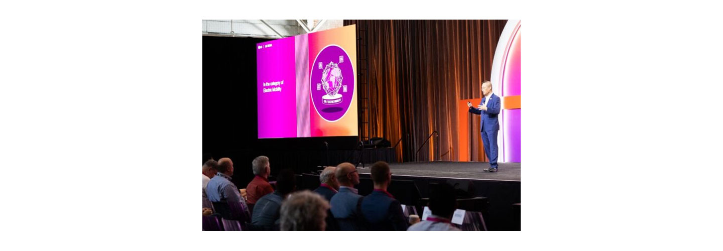 LG Electronics Senior Vice President of Innovation Dr. Sokwoo Rhee, giving a speech at LG NOVA's event where finalists for its Mission for the Future program were unveiled.