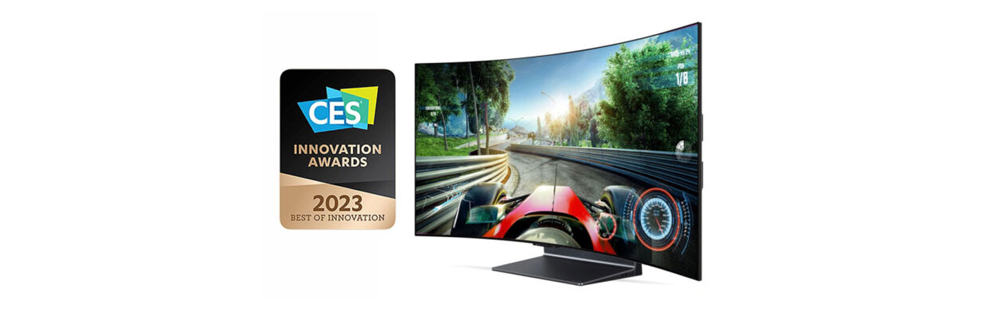 CES 2023 Innovation Awards Honoree logo placed next to LG OLED Flex