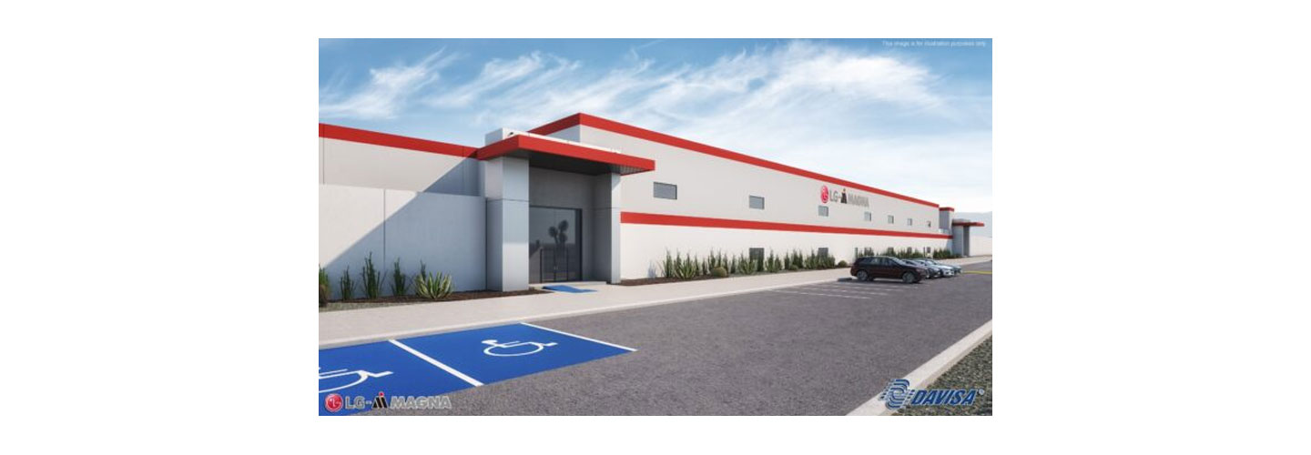The front of LG-Magna's new facility in Mexico