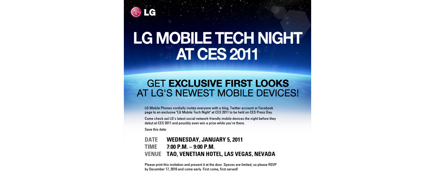 LG MOBILE TECH NIGHT AT at CES 2011