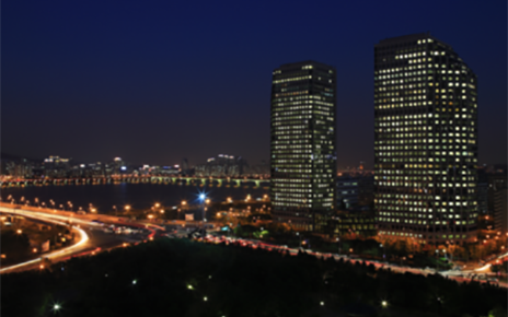 A picture of LG Twin Towers at night