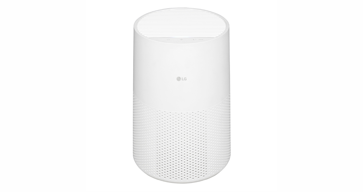 LG’s new PuriCare™ AeroMini air purifier is displayed against a light background.