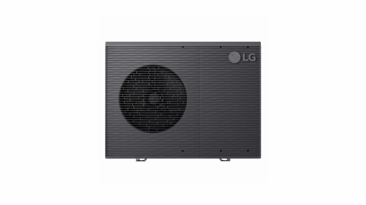LG’s Therma V™ R32 Split outdoor unit is displayed against a light background.