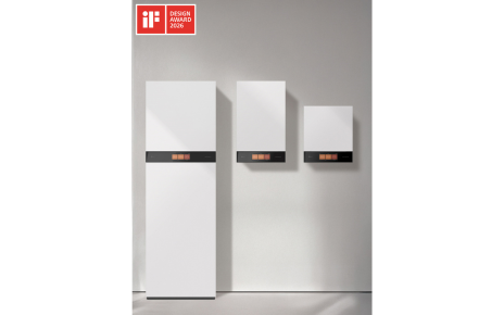 LG’s new Combi, Hydro and control units are displayed side by side against a gray background.