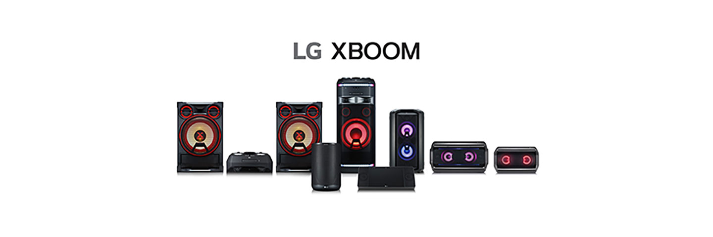 Front view of the LG XBOOM lineup.