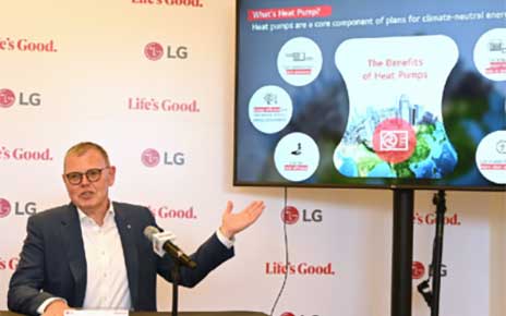 LG personnel presenting vision for a sustainable future with energy-efficient technologies at IFA 2023