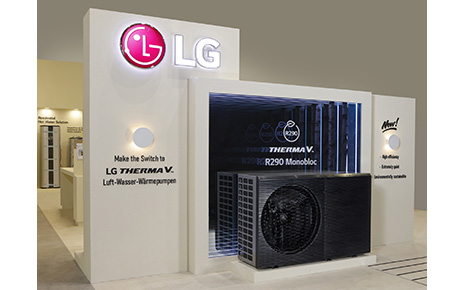 LG’s new Therma V™ R290 Monobloc is displayed in LG’s booth at the ISH 2023