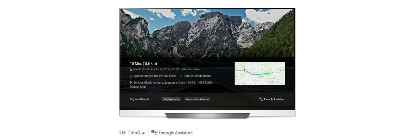 A front view of LG OLED TV showing Google Maps.