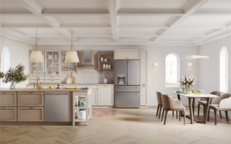 A photo of LG’s Fit & Max kitchen solutions set up in a dining room