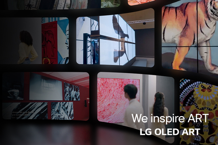 LG TVs depicting different artworks.	
