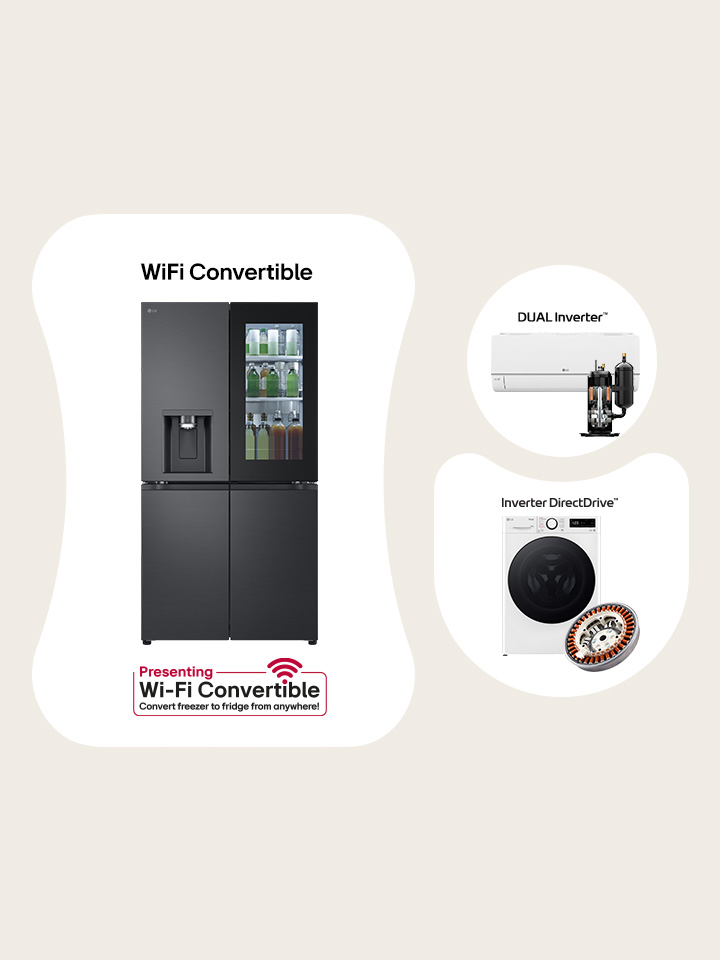 Washing machine, refrigerator, and air conditioner come with each key component.