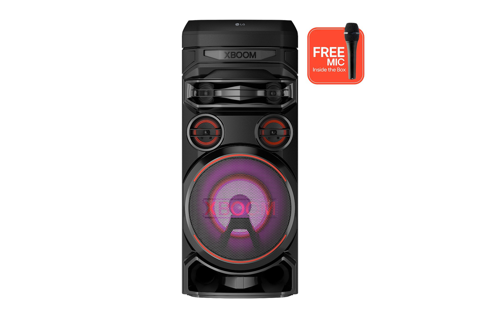 Front view of LG XBOOM RNC7, Super Bass Boost, Powerful Sound, Karaoke Bluetooth Party Speaker RNC7
