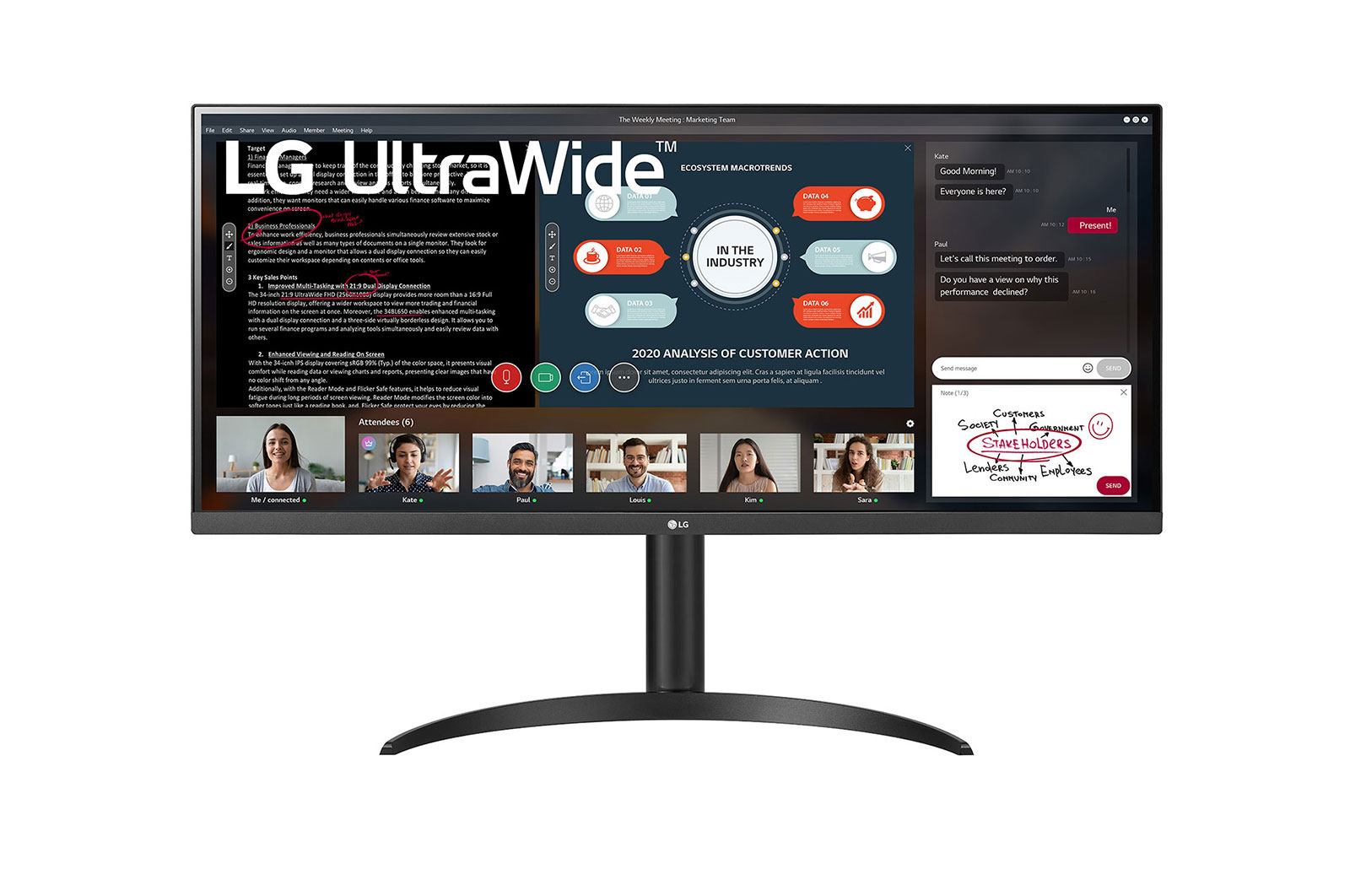 Front view of LG 86.36 cm (34) 21:9 UltraWide™ Full HD IPS Monitor with AMD FreeSync™ 34WP550-B