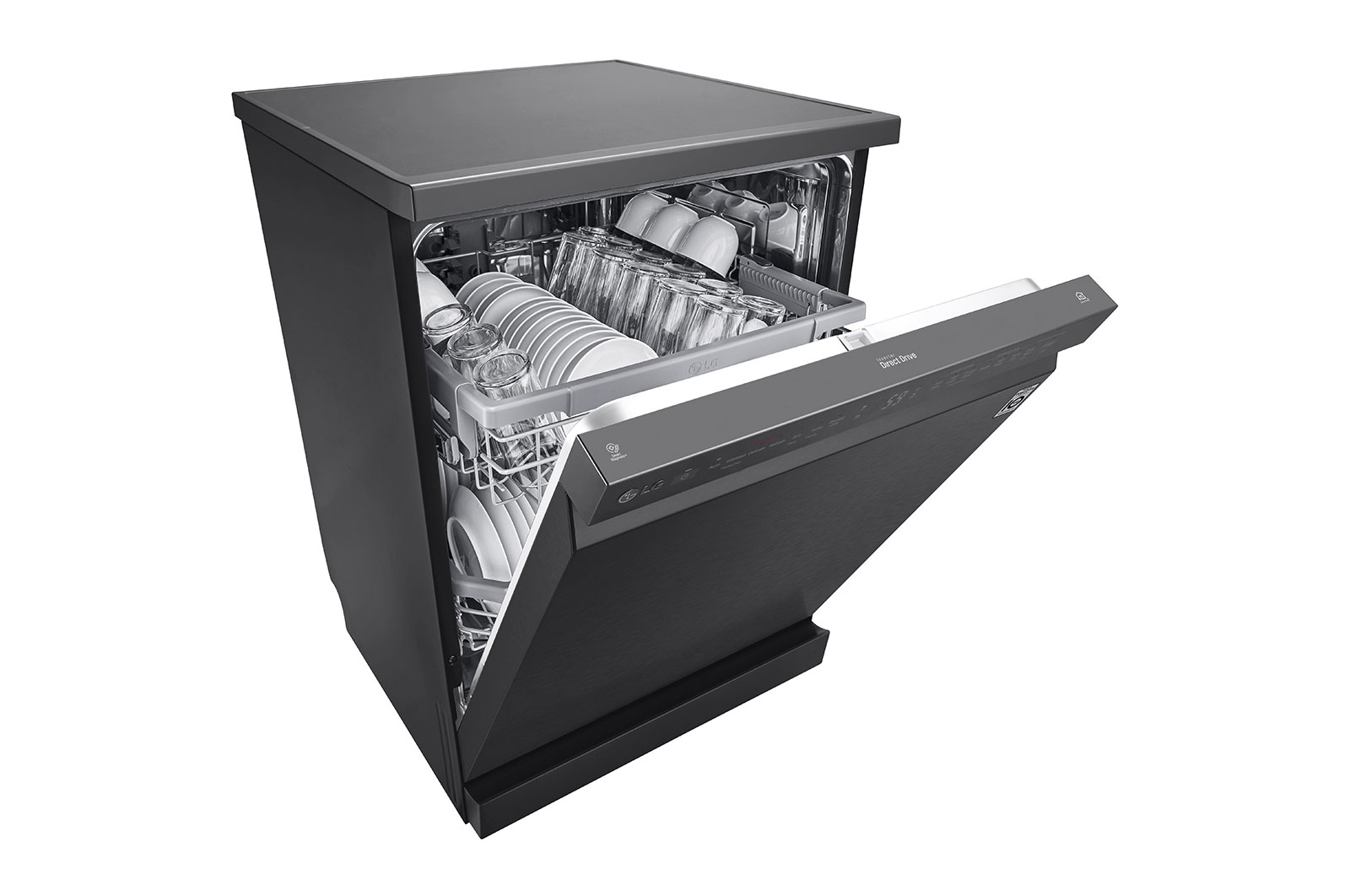 LG Dishwasher, TrueSteam®, 14 Place Settings, QuadWash™, EasyRack™ Plus, ThinQ™ (Wi-Fi), Direct Drive Motor, Matt Black, DFB424FM