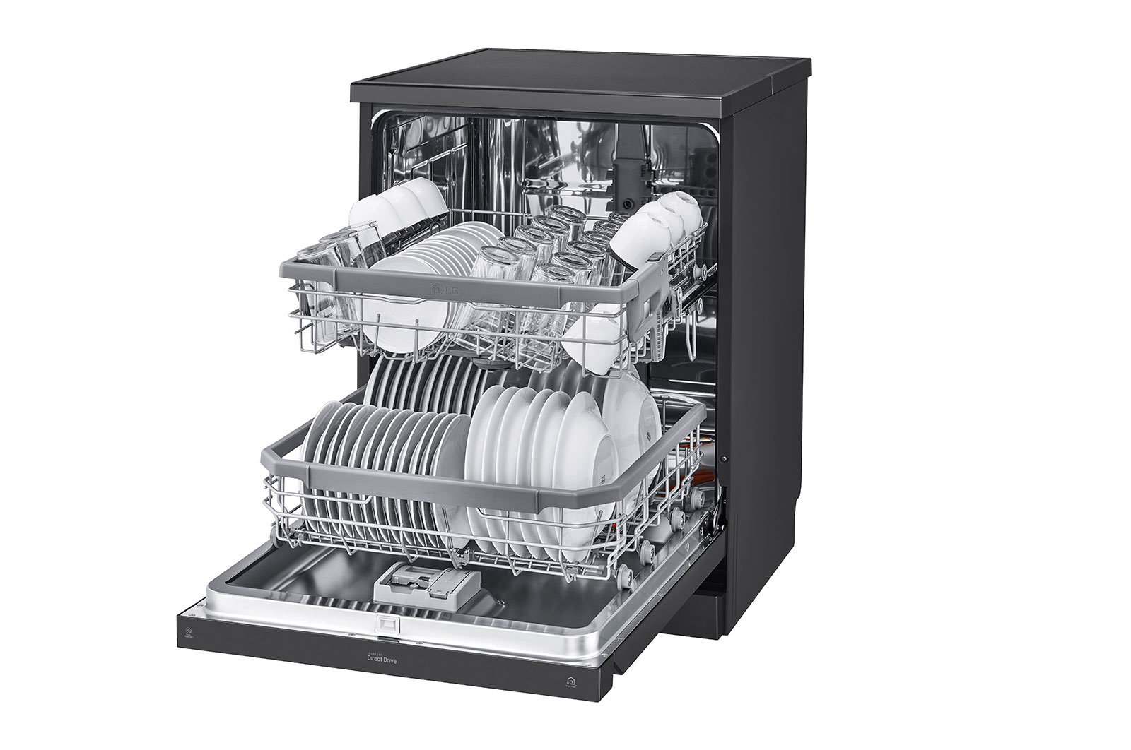 LG Dishwasher, TrueSteam®, 14 Place Settings, QuadWash™, EasyRack™ Plus, ThinQ™ (Wi-Fi), Direct Drive Motor, Matt Black, DFB424FM