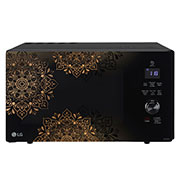 Front view of LG 28 L All-In-One Charcoal Convection Microwave Oven with Diet Fry™, Motorised Rotisserie, Auto Cook Menu. Black MJEN286UI