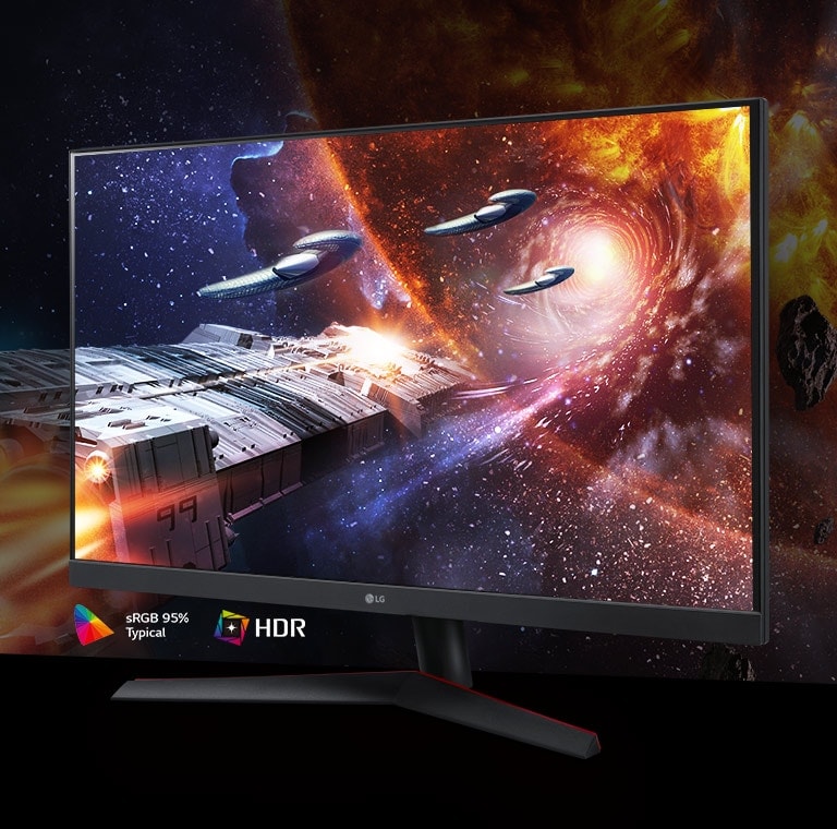 The Gaming Scene in Rich Colors and Contrast on The Monitor Supporting Hdr10 With Srgb 95% (Typ.)