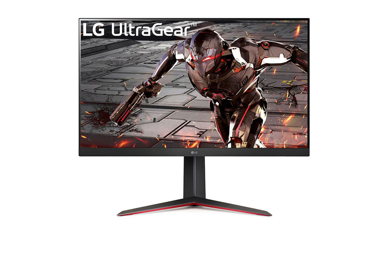 Front view of LG 32GN650-B Ultragear Gaming Monitor 32 (81.28cm) QHD (2560 x 1440) Display, 165Hz Refresh Rate, 1ms MBR, HDR 10, sRGB 95% Color Gamut, AMD FreeSync – Black 32GN650-B