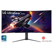 Front view of LG 114.3 cm (45) UltraGear™ OLED Curved Gaming Monitor WQHD with 240Hz Refresh Rate 0.03ms (GtG) Response Time 45GR95QE-B
