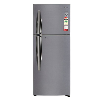 Front view of LG 242L Double Door Refrigerator with Door Cooling+™, Multi Air Flow, Shiny Steel Finish, 3 Star GL-I292RPZX