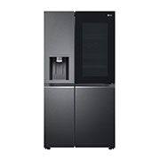 LG 630L Side-by-Side Refrigerator, InstaView Door-in-Door™, Wi-Fi Convertible, Matte Black Finish, 3 Star, GL-X257AMC3, Front View