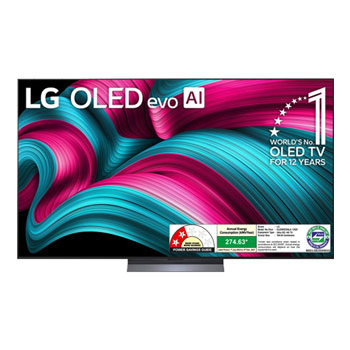 Front view of LG OLED evo 164cm (65) TV (C5), α9 AI Processor 4K Gen8, VRR 144Hz Refresh Rate, Dolby Vision & Atmos OLED65C56LA