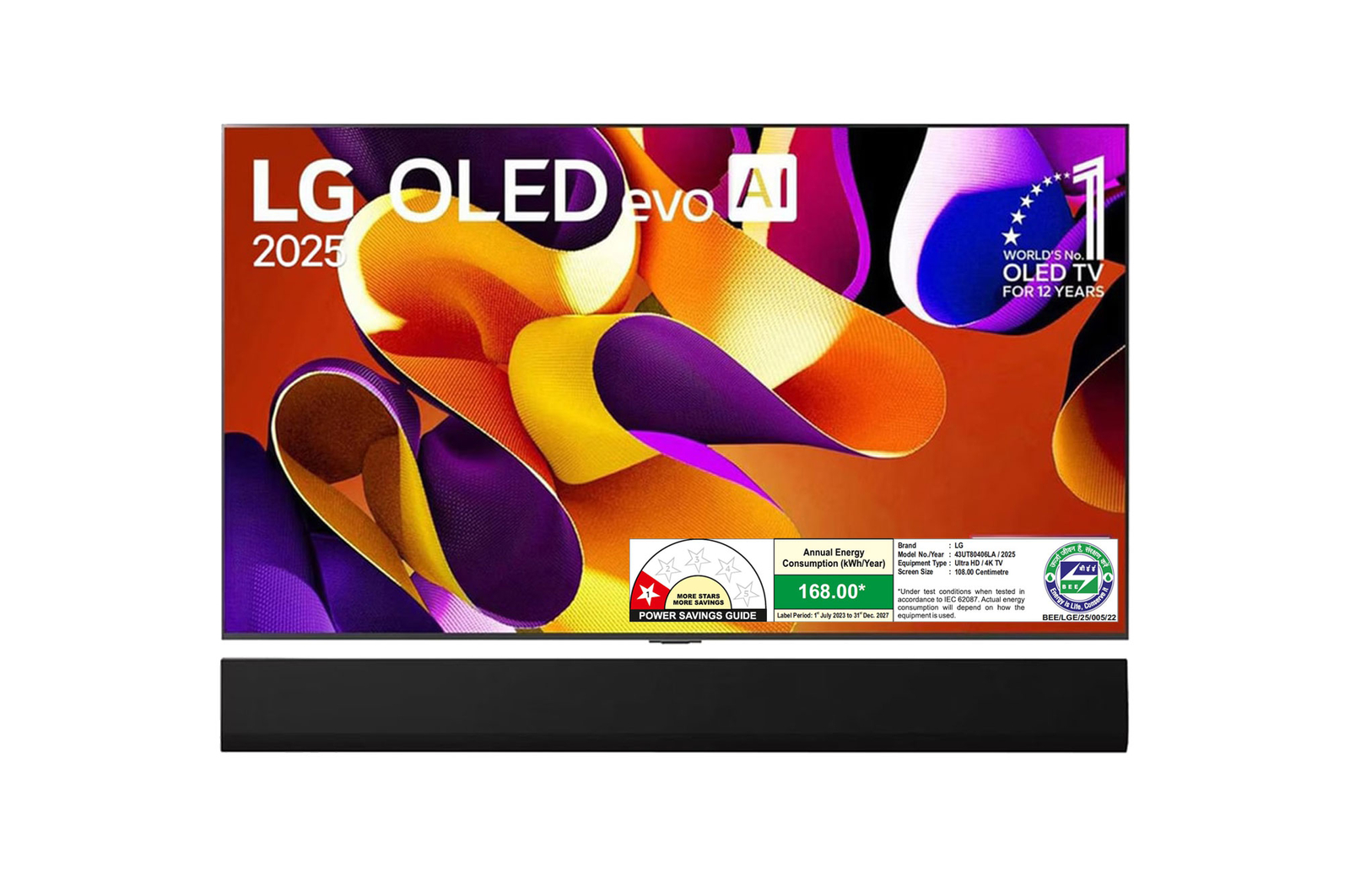 Front view of LG OLED AI 164cm (65) TV (G4), a11 AI Processor 4K, 60W Audio Output, 120Hz Native Refresh Rate OLED65G46LA