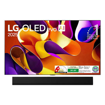 Front view of LG OLED evo 195cm (77) TV (G4), α11 AI Processor 4K, AI Picture Pro OLED77G46LA