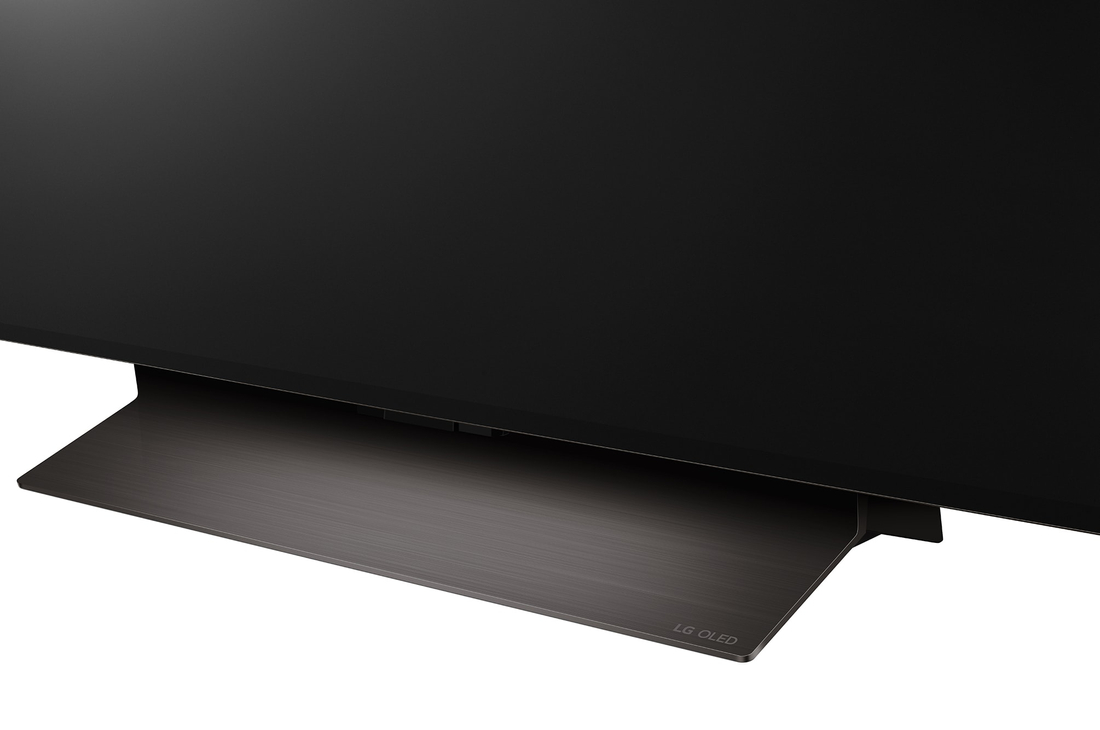 Close-up image of LG OLED evo TV, OLED C4 from the base