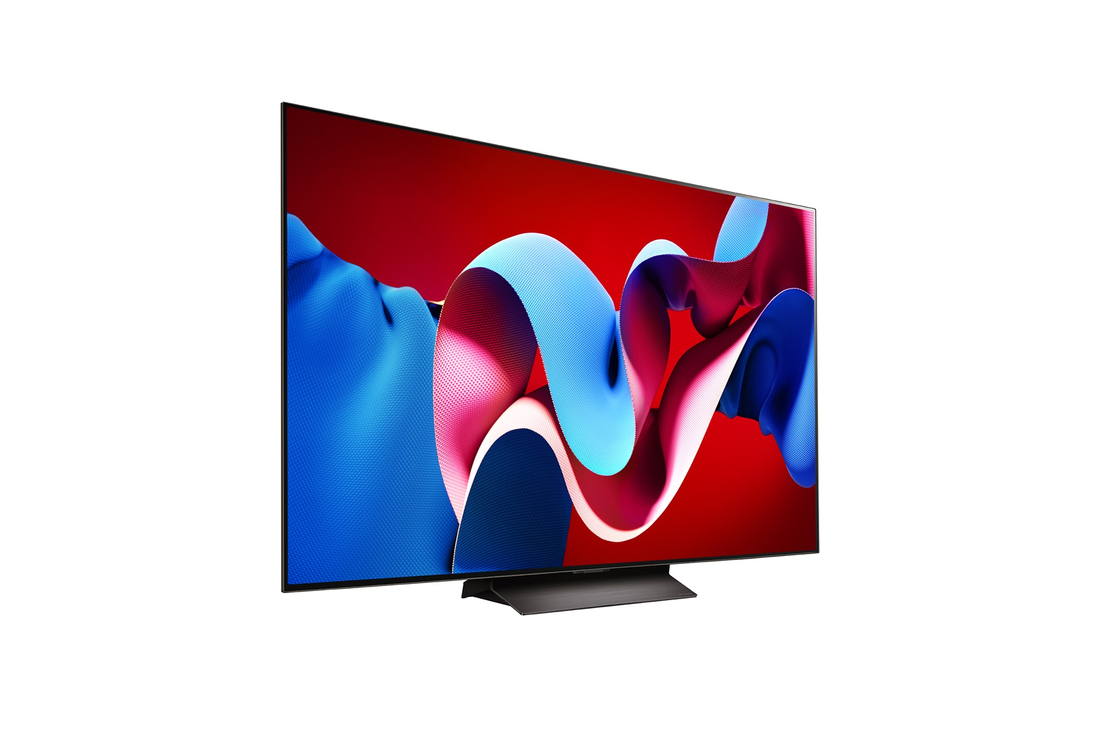 Left-facing side view of LG OLED evo TV, OLED C4
