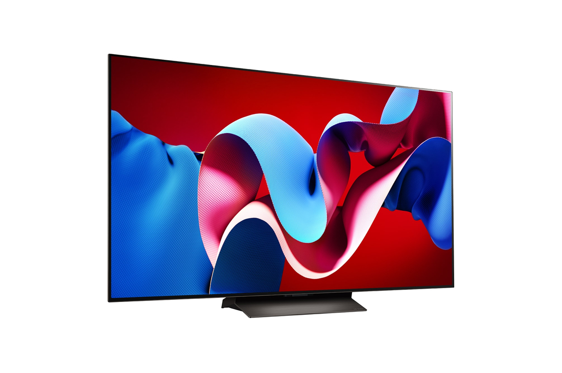 Left-facing side view of LG OLED evo TV, OLED C4