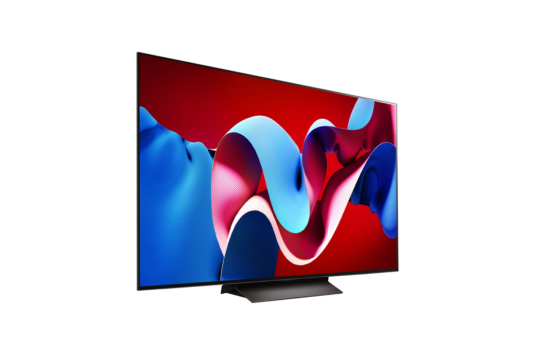 Close-up of LG OLED evo TV, OLED C4 from the base