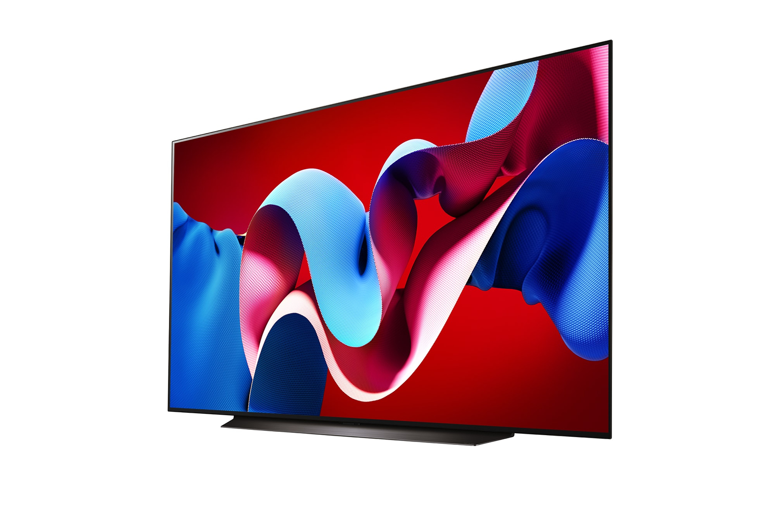 Slightly-angled left-facing side view of LG OLED evo TV, OLED C4